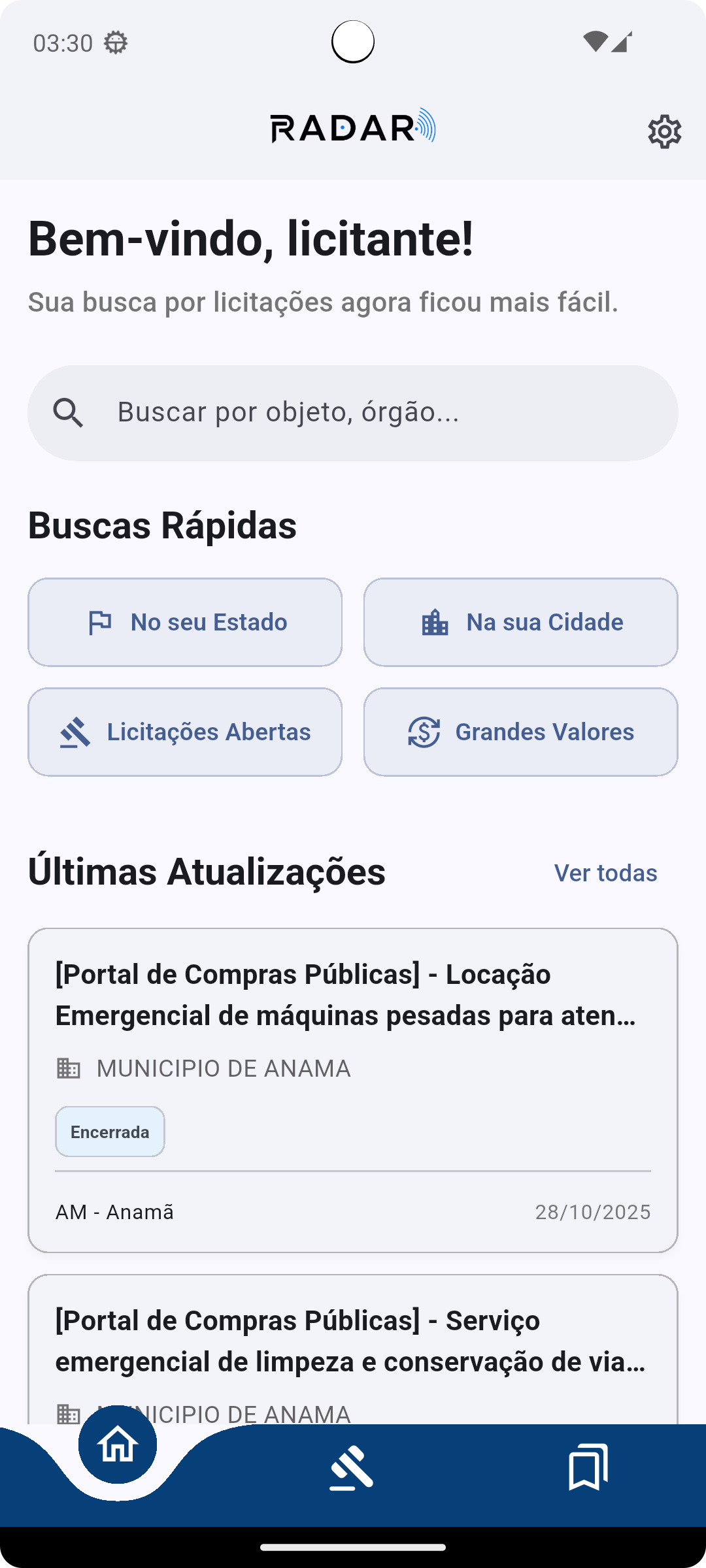 Interface do App FINND